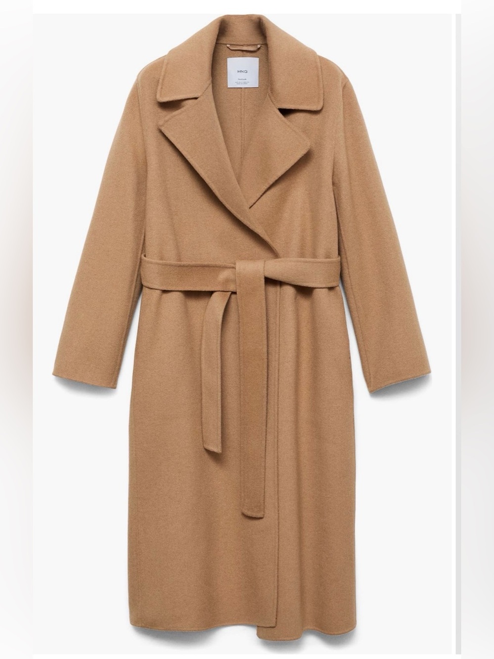 Mango Camel Belted Wool Trench Coat NWOT